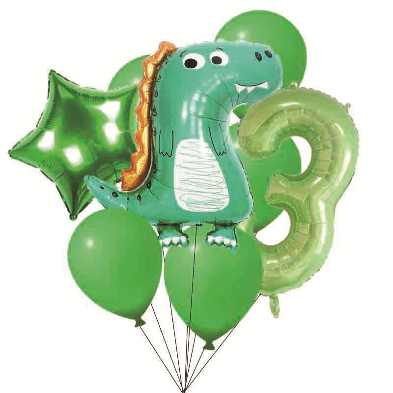 Cumpleaños Dinosaurio Número Estrella Película De Aluminio Fiesta Globo display picture 3