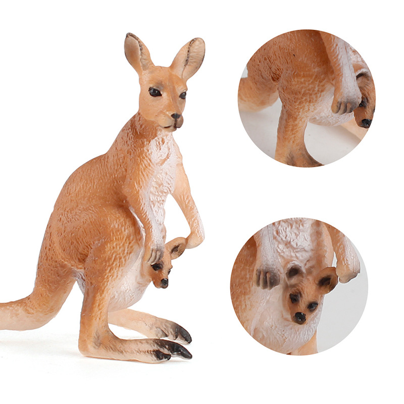 Modelo animal de bosque sólido transfronterizo para niños simulación modelo australiano Madre Canguro educación temprana decoración mano juguete