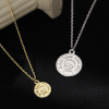 Necklace, coins, retro chain for key bag , brand pendant, accessory, silver 925 sample, English