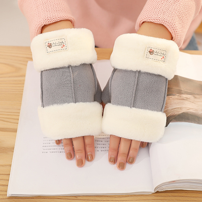 thick warmth flip half-finger velvet gloves NSCM10118