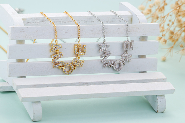 Fashion Zircon English Letters Pendant Clavicle Chain Necklace display picture 1