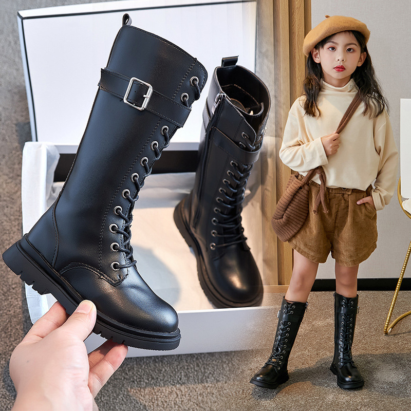 Real microfiber girls boots plus velvet...