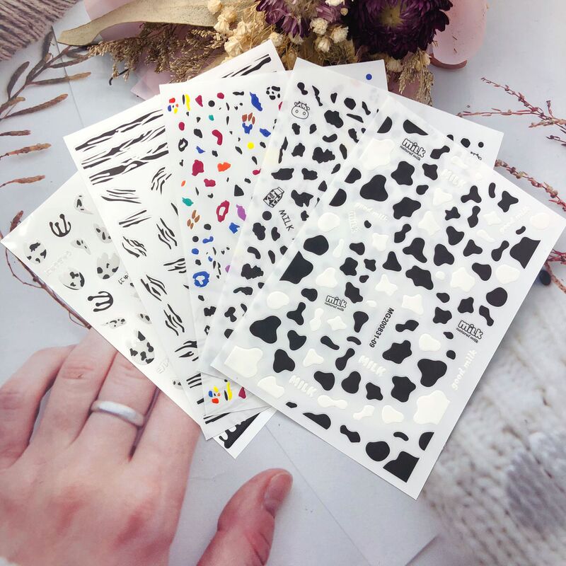 diy Japanese nail stickers thin transparent adhesive nail stickers cute cow September New Style 2 factory direct supply