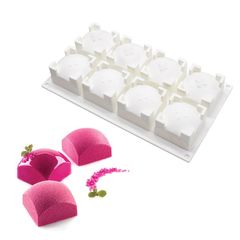 Amazon 8-in-a-Row Round-Topped Square Mousse Cake Pan DIY Baking French Dessert Soap Silicone Mold