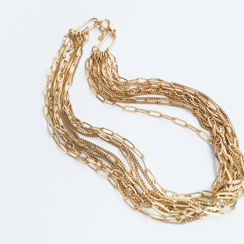 Exaggerated Multi-layer Metal Chain Necklace display picture 4