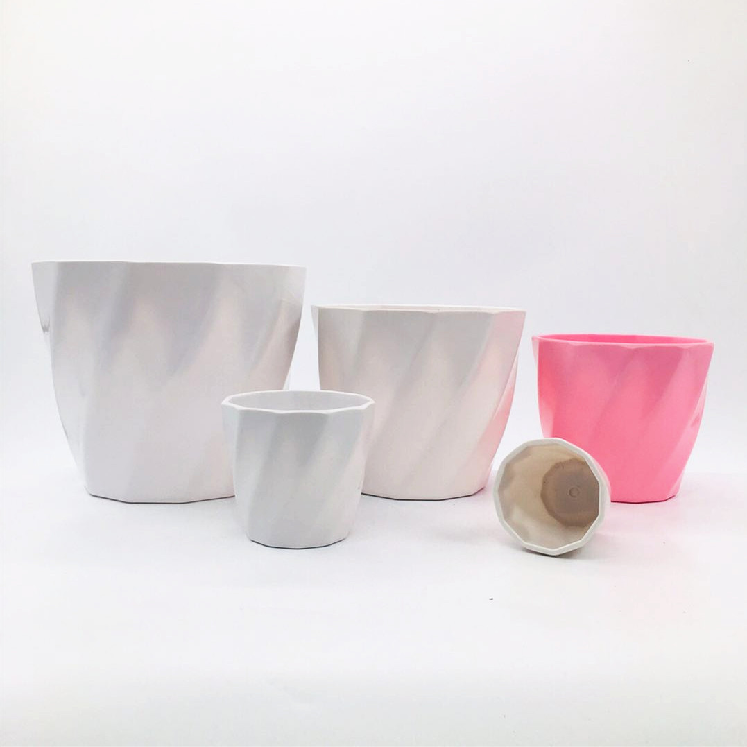 厂家供应新款5尺寸Y18斜纹系列密胺花盆 插花花盆 多肉花盆假花详情图3