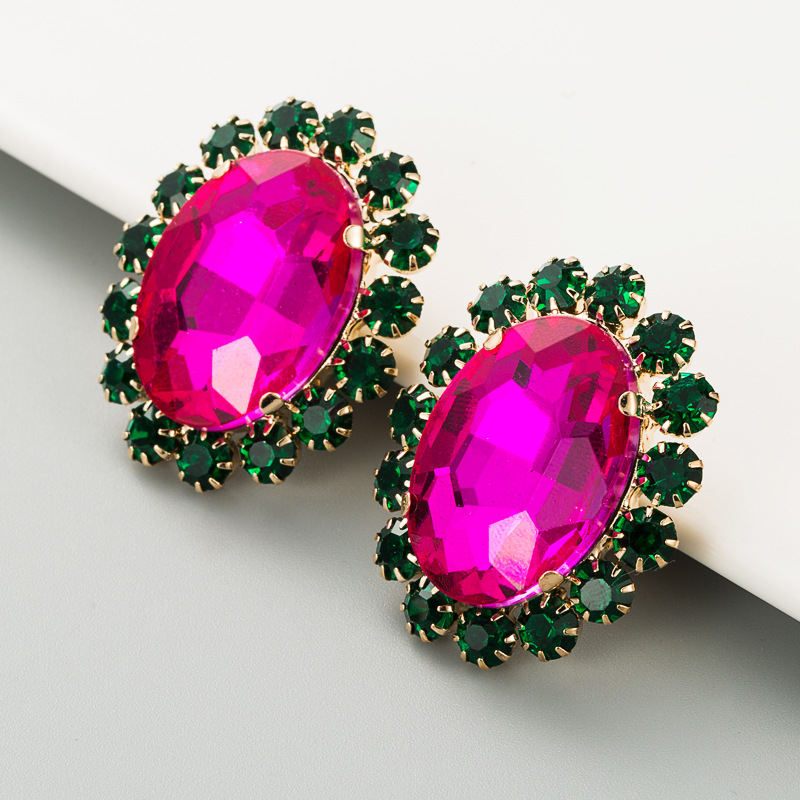 Simple Oval Alloy Diamond S925 Earrings display picture 6