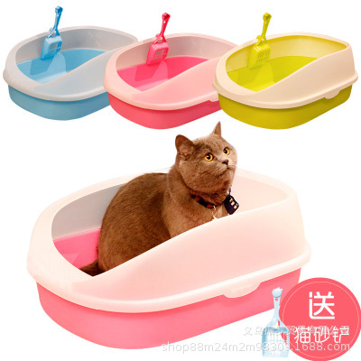 5亚马逊爆款半封闭猫砂盆送猫砂铲猫砂盆大号猫厕所网店代理批发2