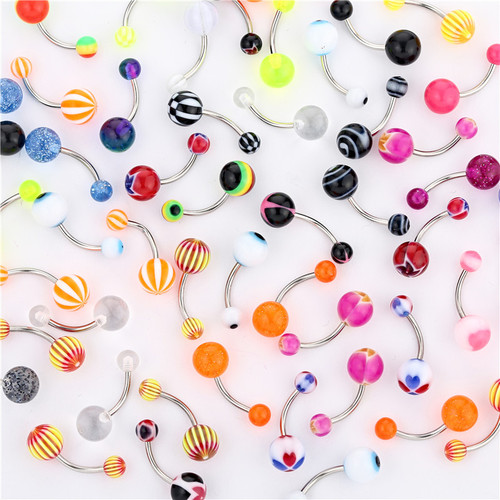 Eurasian Cross-border Acrylic Navel Ring Mixed Color Navel Ring Navel Pin Body Piercing Jewelry AliExpress