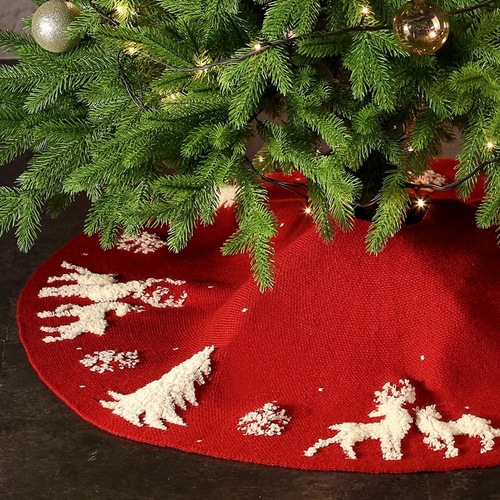 2020 new tree bottom apron Christmas venue layout creative knitted wool 3D three-dimensional elk 36-inch tree skirt