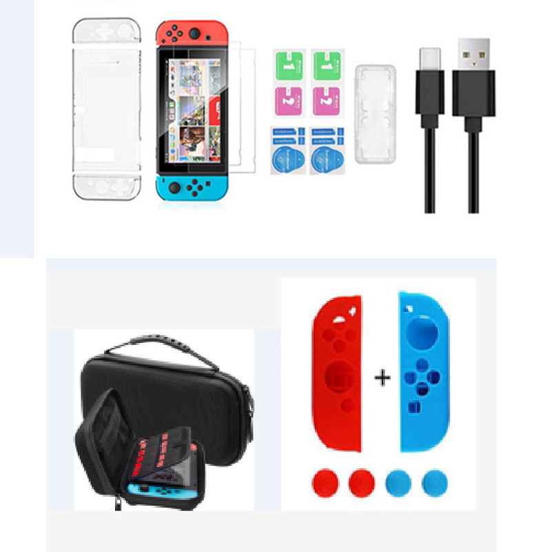 Large Package Ns Crystal Shell Charging Cable Tempered Film Protection Game Console Accessories Suitable for Nintendo Switch