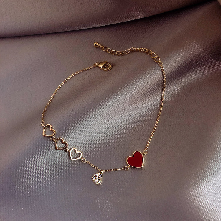 Korean New Red Peach Heart Simple  Bracelet Wholesale display picture 1