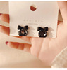 Advanced earrings, black silver needle with bow, high-quality style, 2020 years, simple and elegant design, silver 925 sample