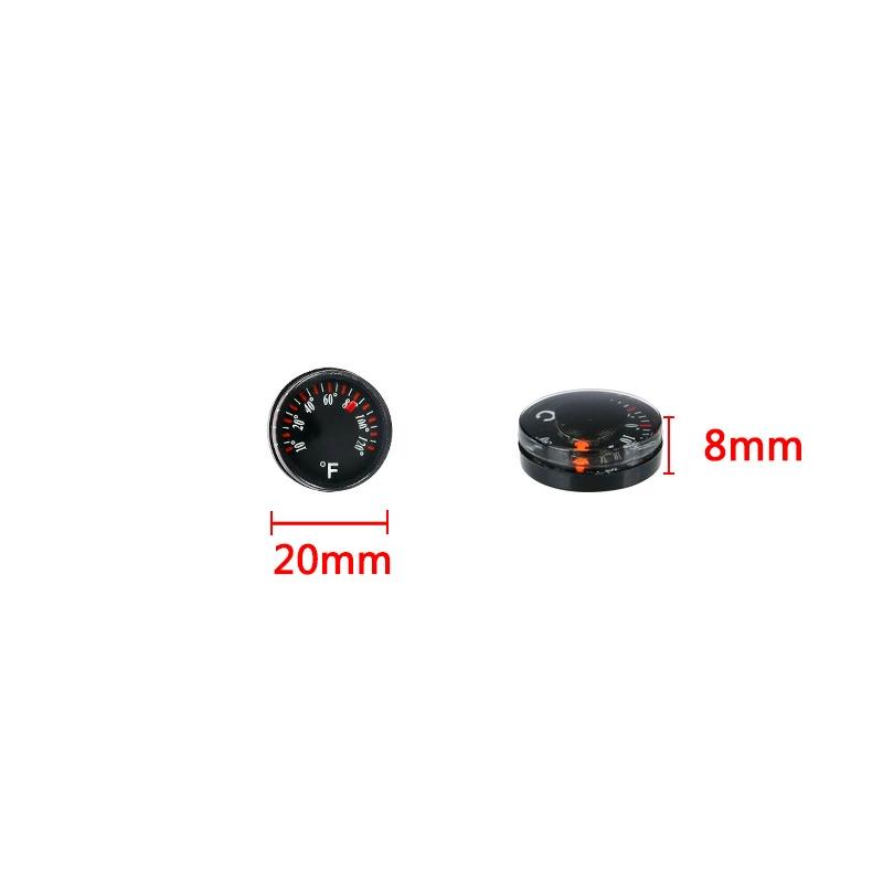 Профессиональные производители поставляют круглый термометр с внешним диаметром 20 мм, биметаллические аксессуары, ювелирные изделия, пластиковый термометр