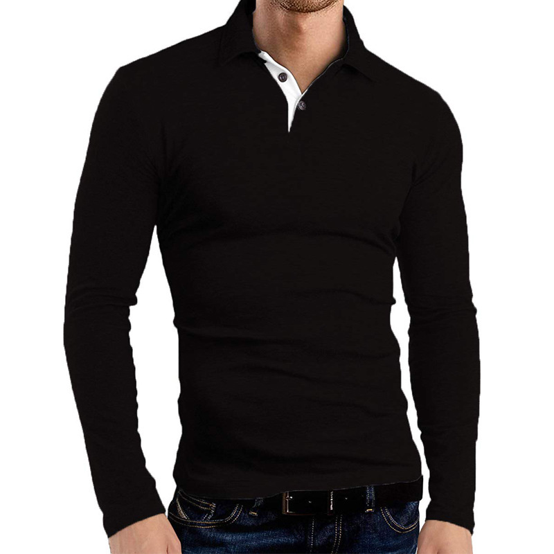 Men's Long Sleeve Lapel Polo Shirt Men's Business Golf Shirt Men's T-shirt_voghion.com