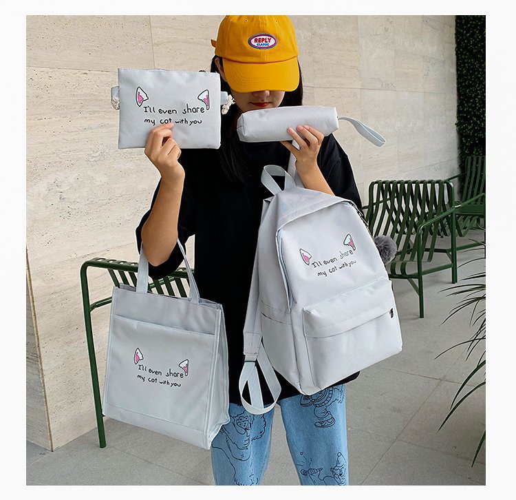 2020 nuevo contraste de color de cuatro piezas de gran capacidad mochila de moda estudiante bolso de mujer bolso de la computadora