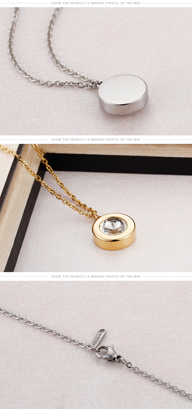 simple titanium steel round single necklace earring set wholesale Nihaojewelry