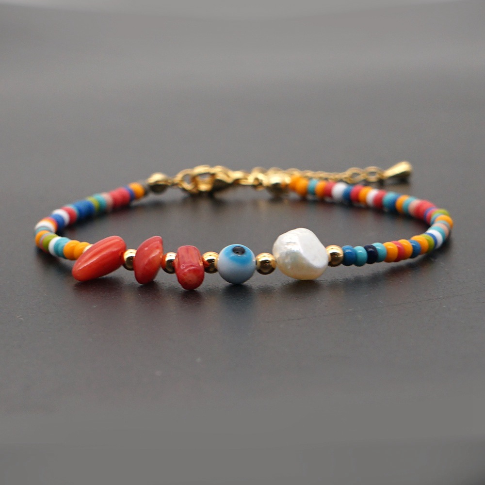 Fashion Natural Freshwater Pearl All-match Rainbow Rice Bead Foot Ornament Anklet For Women display picture 12