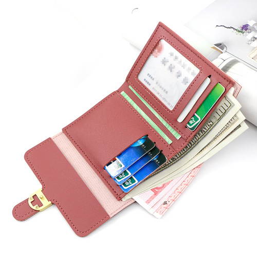Manufacturer wholesale women's wallet short style small 30% off simple solid color coin purse bank card change clutch bag