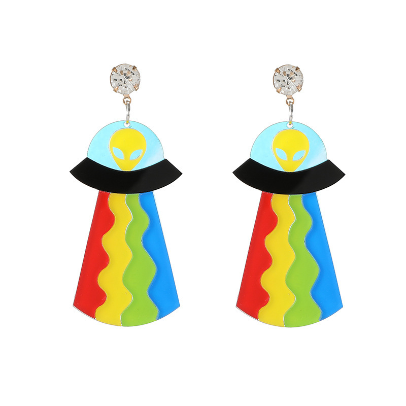 Novelty Spaceship Arylic Patchwork Women's Drop Earrings 1 Pair display picture 2