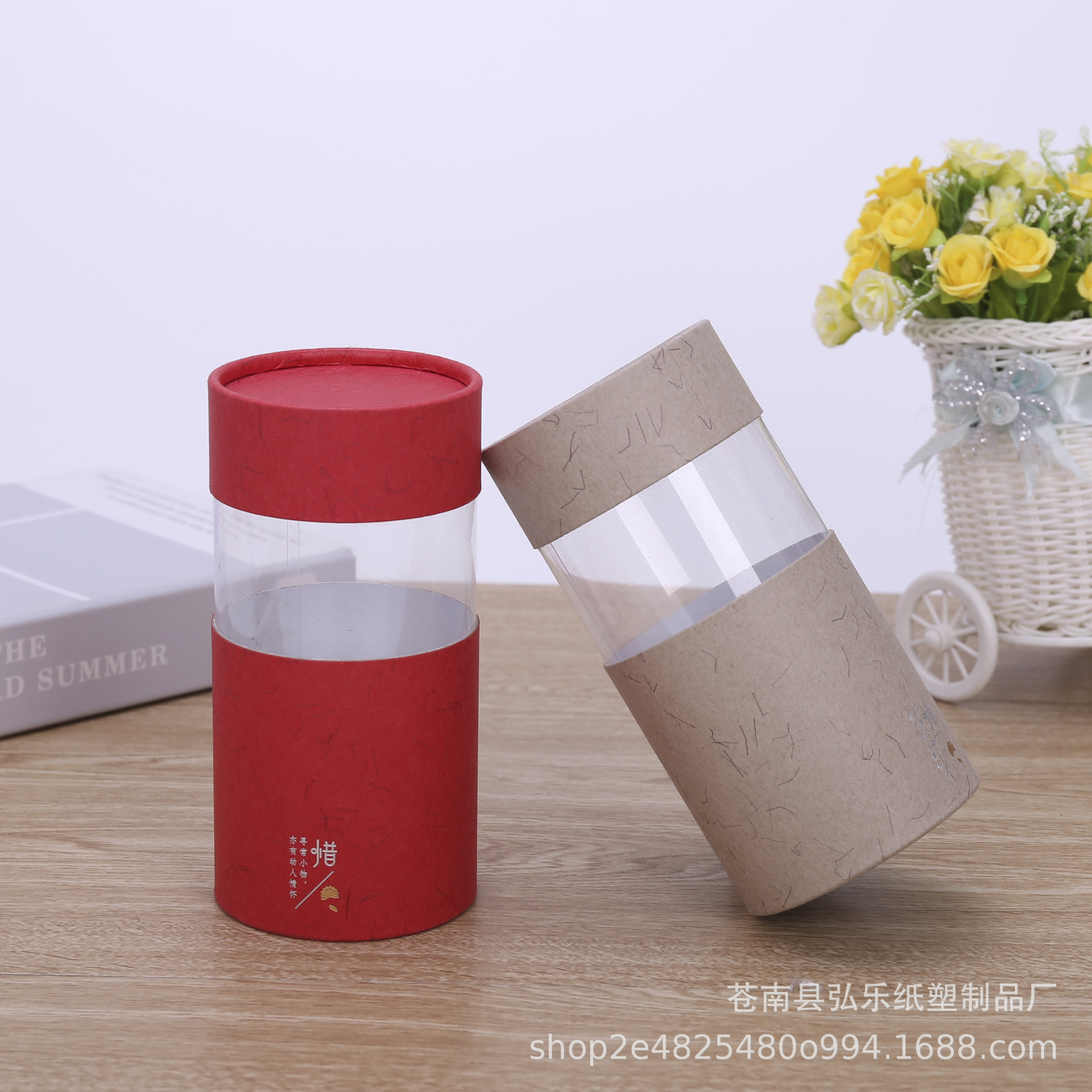 服装包装纸罐定做透明开窗内衣裤纸筒包装天地盖圆筒批发定制logo