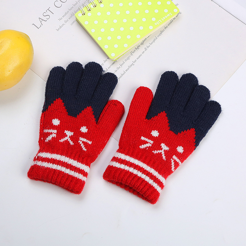 Kinder Unisex Niedliche Katze Imitation Kaschmir Handschuhe display picture 1