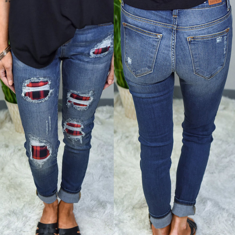 Ripped Printed Patch Jeans NSYF16986