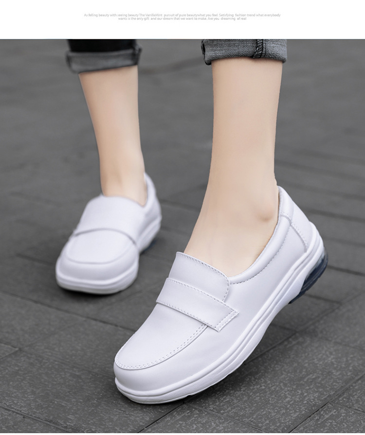 2020 spring/summer new nurse shoes women's white women's genuine leather shoes air cushion black work shoes soft back thick back small leather shoes undefined