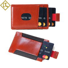 復古油蠟真皮卡套 定制卡包防磁RFID證件套 多功能抽拉帶卡片夾