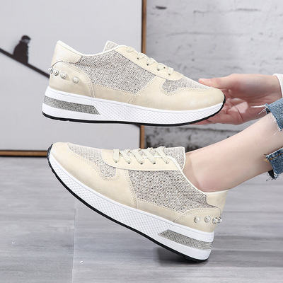 Amazon 2021 Spring Explosive money Muffin Sequins Casual shoes ventilation The thickness of the bottom motion Women's Shoes Foreign trade goods in stock