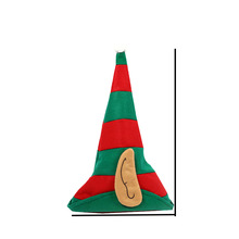 圣诞节装饰红绿条纹耳朵精灵帽 万圣节小丑帽圣诞树帽子