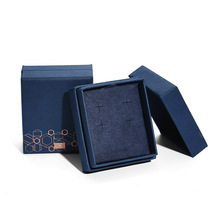 墨藍色硬殼首飾包裝盒 天地蓋厚板飾品盒項鏈包裝盒內服絨布卡板