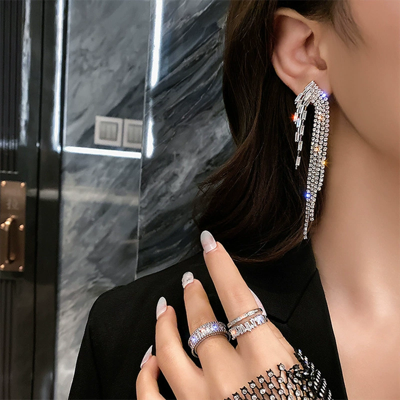 Серебряная игла, цирконий, универсальные серьги, серебро 925 пробы, инкрустация бриллиантами, интернет-знаменитость, простой и элегантный дизайн
