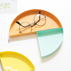 輕奢鐵藝金屬圓形托盤家用收納盤桌面化妝品首飾盤點心茶盤子