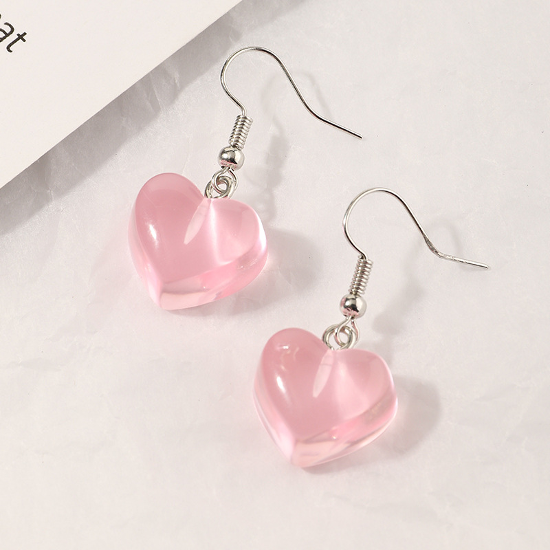 Fashion Cute Resin Candy-colored Heart-shaped Earrings display picture 3