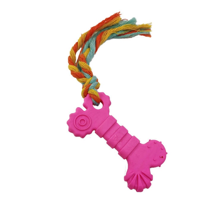 En stock juguete TPR resistente a mordeduras limpieza dental molar hueso vinculante cuerda perro juguete mascotas suministros fábrica al por mayor