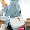 Korean Edition Soft leather High-capacity Totes ins Versatile Drawstring Broadband The single shoulder bag Harbor Wind leisure time literature Inclined shoulder bag