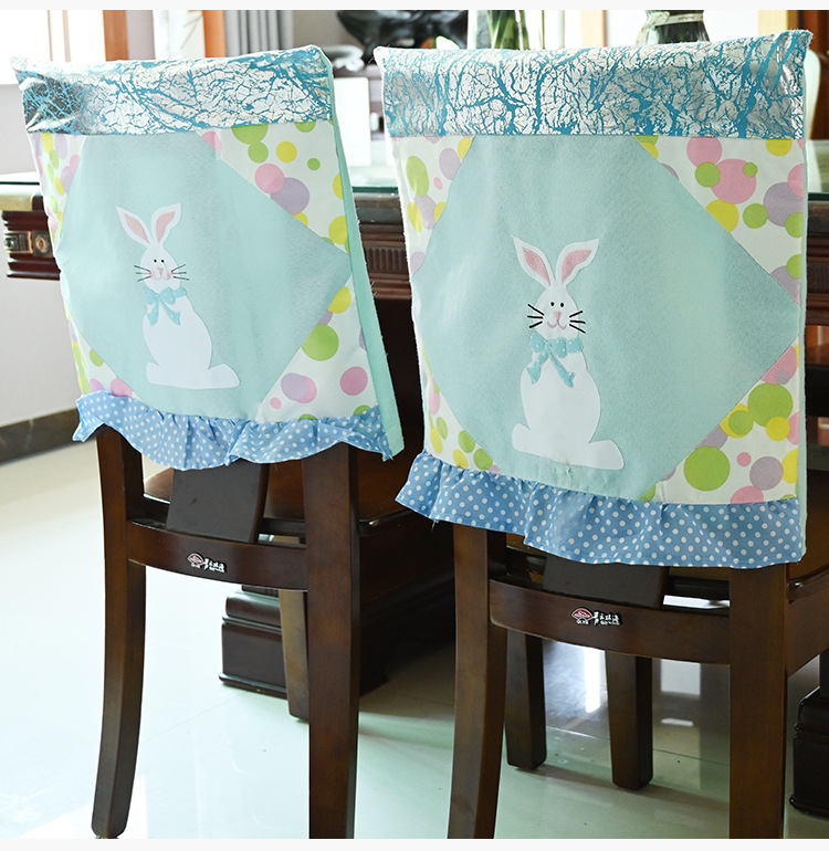 Haobei New Easter Decoration Supplies Easter Chair Cover Chair Cover Rabbit Chair Cover Chair Cushion Case display picture 7
