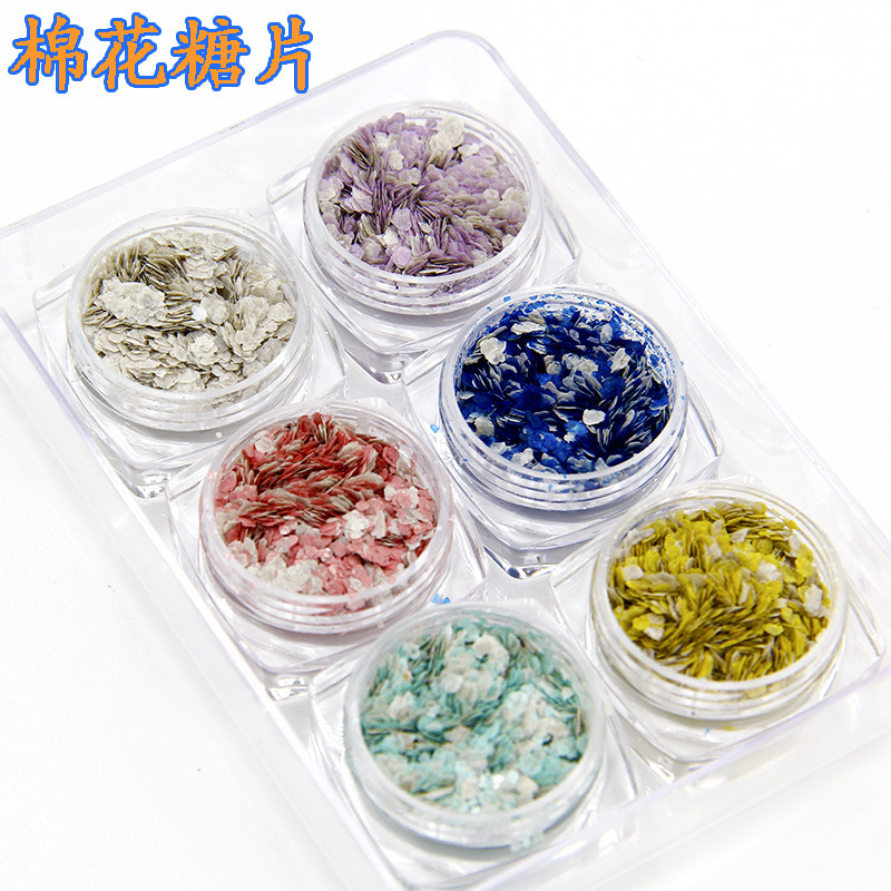 New Marshmallow Rock Spar Sequins Japan Exhibition New Metallic Color Shaped 6 Color Set Manicure Jewelry