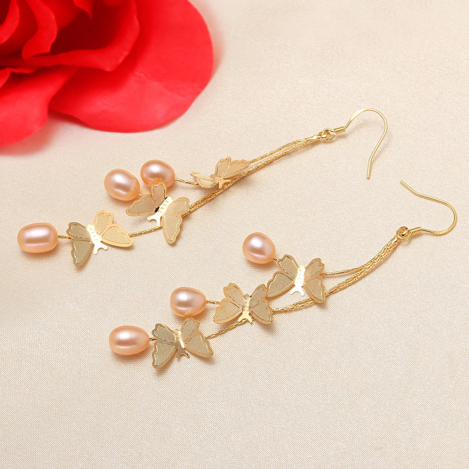 1 Pair Quantity Holiday, Daily Occasion Freshwater Pearl, Copper Material 1 Pair Freshwater Pearl Copper Freshwater Pearl Water Droplets Drop Earrings