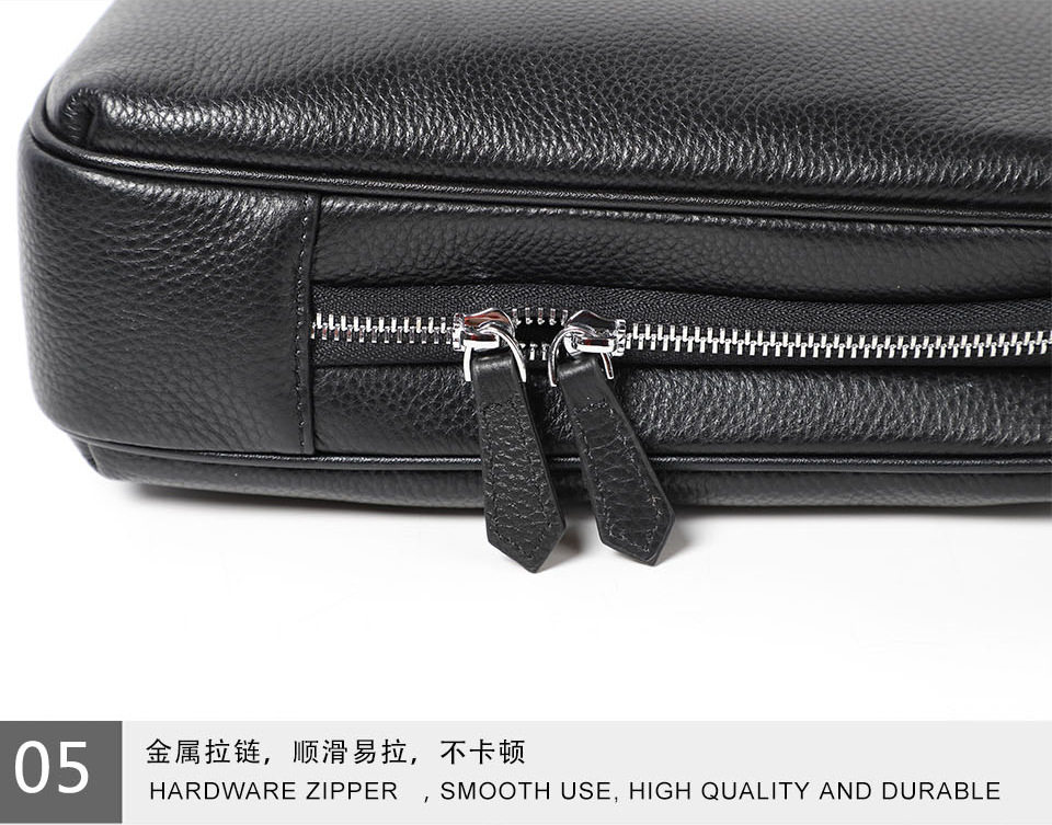 Túi xách nam da bò thật dung tích lớn 38×29×9 cm, túi công sở đeo chéo một vai — Màu đen chi tiết 19