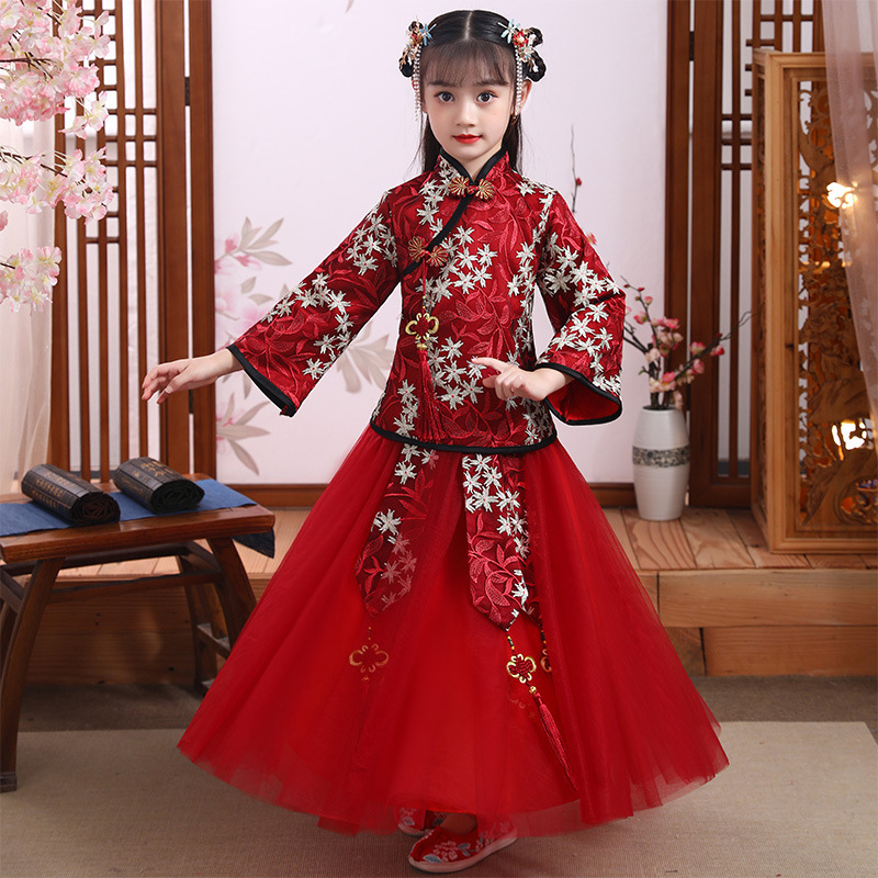 children Hanfu girl ancient costume fairy baby Happy New Year Guzheng costume Long sleeve girl Chinese style Tang costume