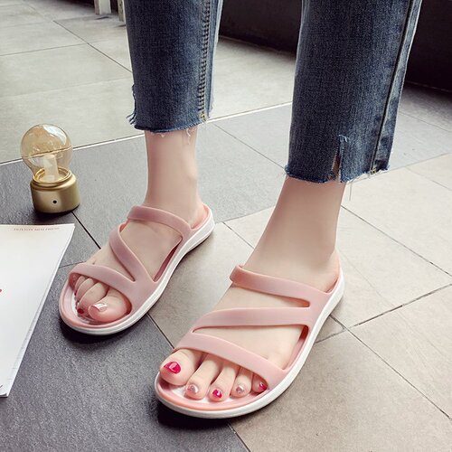 ebay cross-border European and American sandals hollow flat bottom AliExpress foreign trade slippers plastic beach shoes women