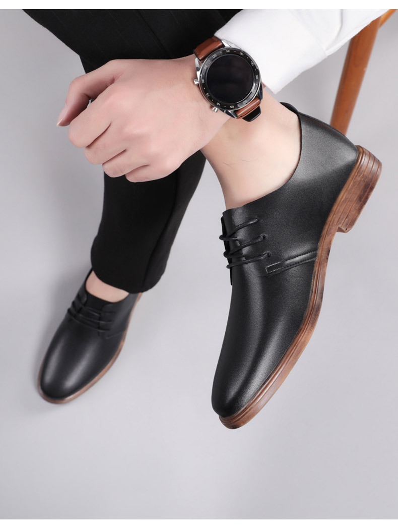 Men's Round Head Leather Shoes Formal Leather Shoes Casual Men's Lazy Single Shoes_voghion.com