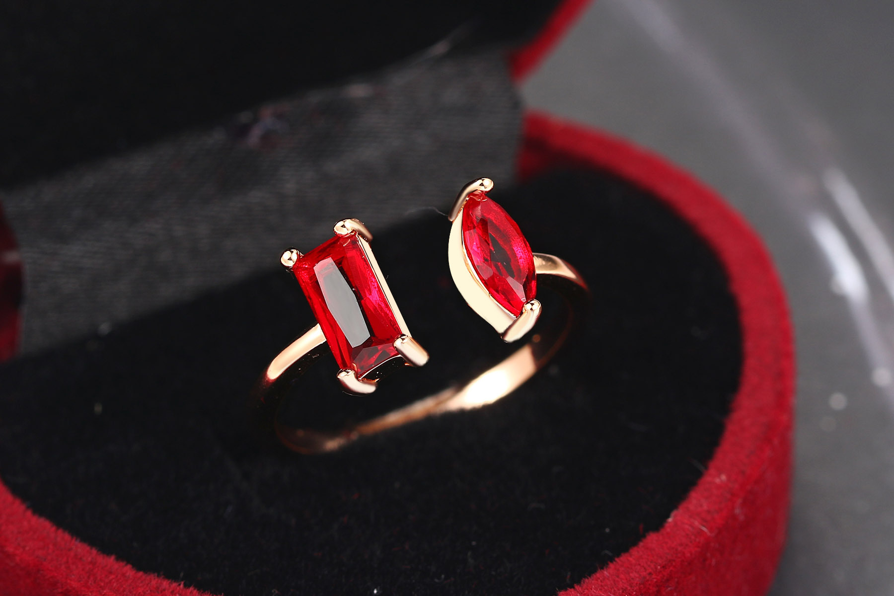 Simple Style Geometric Copper Inlay Zircon Rings 1 Piece