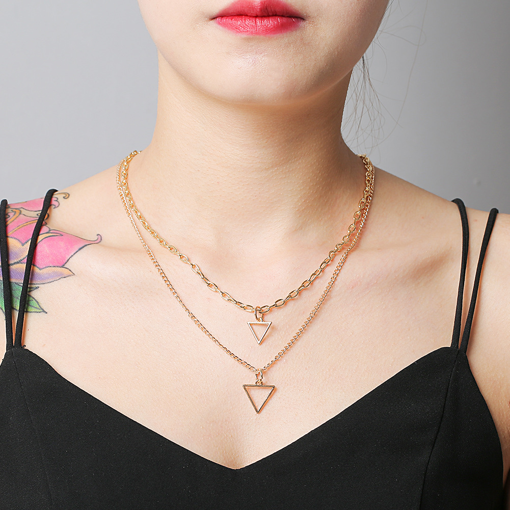 New Fashion Triangle Two-piece Heart Necklace Wholesale display picture 2