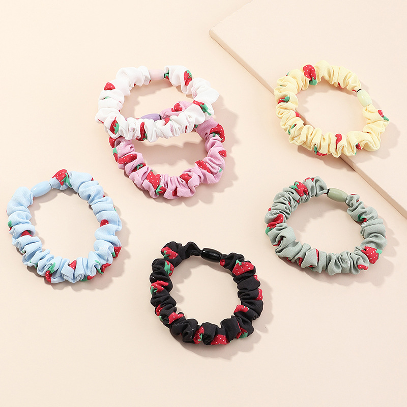 Fashion Printing Fruit Candy Color Strawberry Girls Hair Rope Rubber Band Set  Wholesale display picture 12