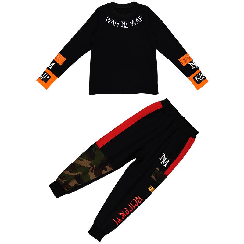New Mid Autumn Boys' Set T-shirt long sleeved+long work pants Children's casual sportswear trend_voghion.com