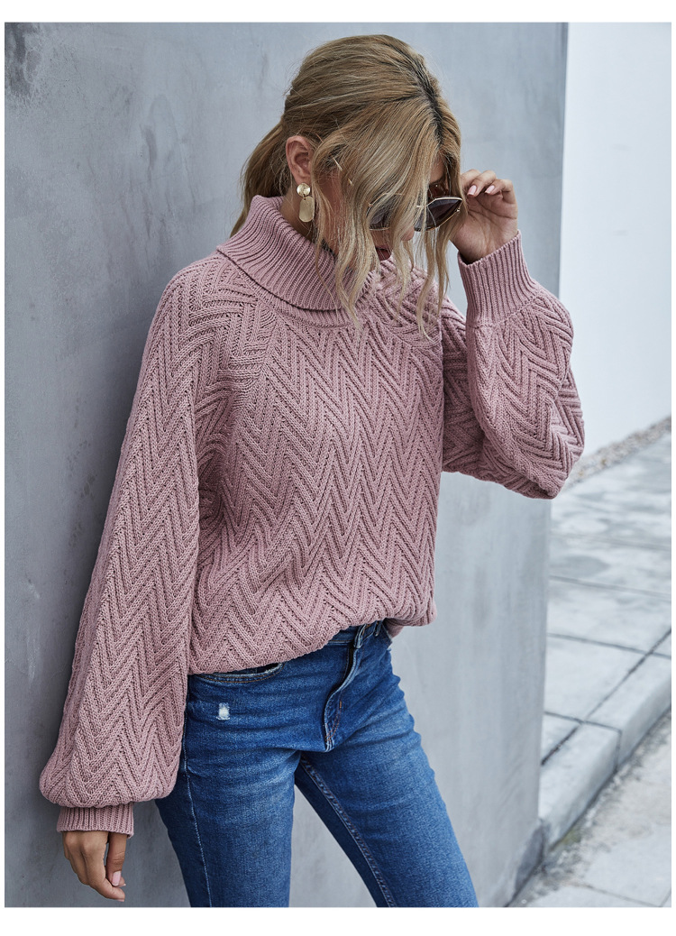 loose pullover turtleneck sweater NSYH7127