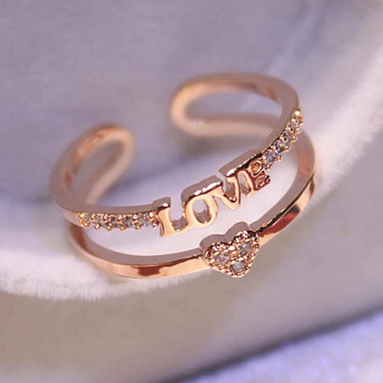 LOVE LOVE LOVE Double-layer Ring Female Simple Opening Diamond Four-leaf Clover Bracelet